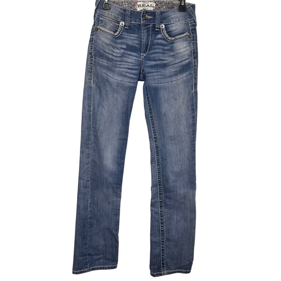 Ariat Denim - Ariat REAL Denim Womens 28R Straight Leg Jeans Medium Wash Distressed R.E.A.L.